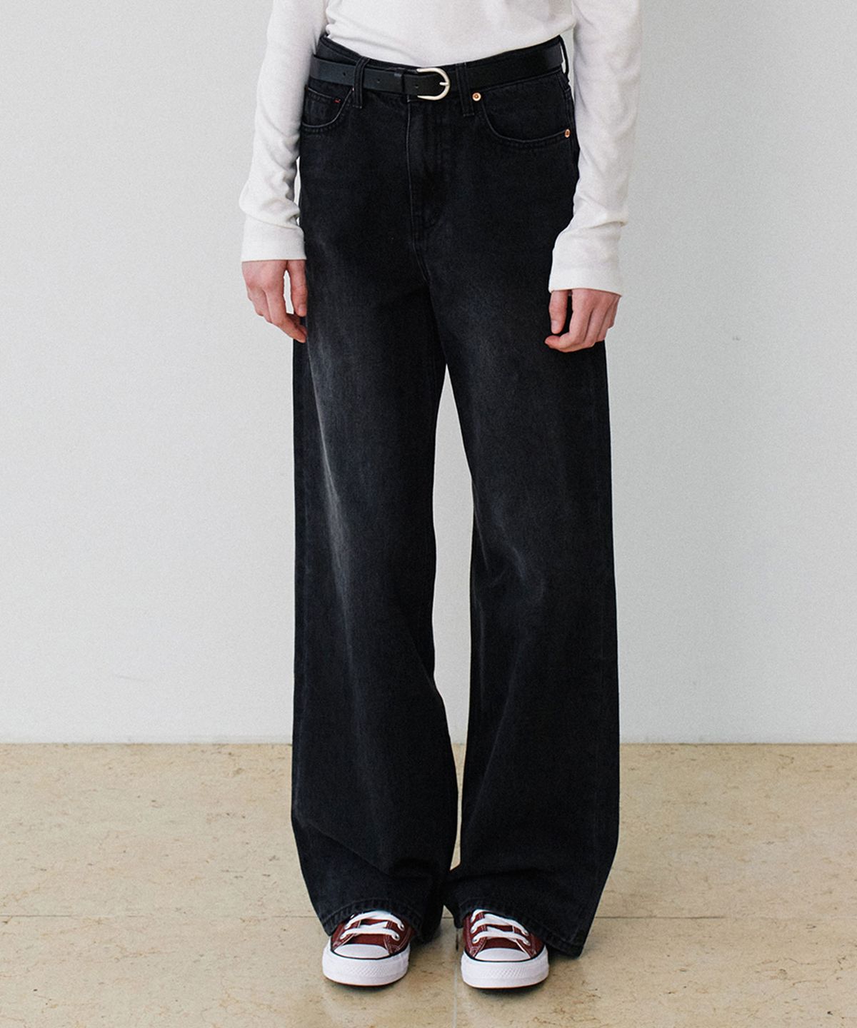 그라스플랜(GRASPLAN) Black Washing Denim Pants