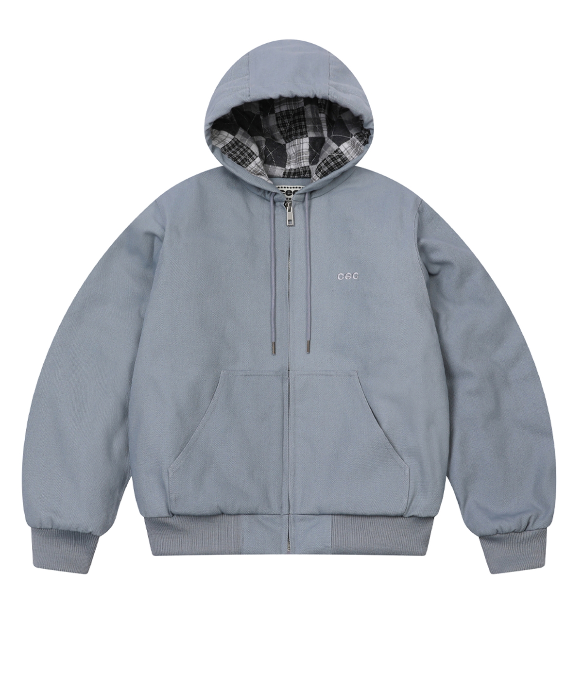 챈스챈스(CHANCECHANCE) CEC CATION OXFORD WORK ZIP-UP HOODIE(SKY BLUE)