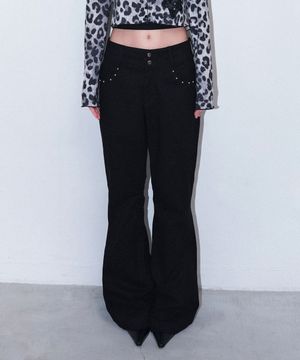 metalic stud boots cut pt - black