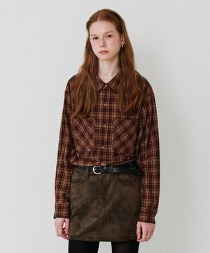 Loose Fit Classic Check Shirt_Brown