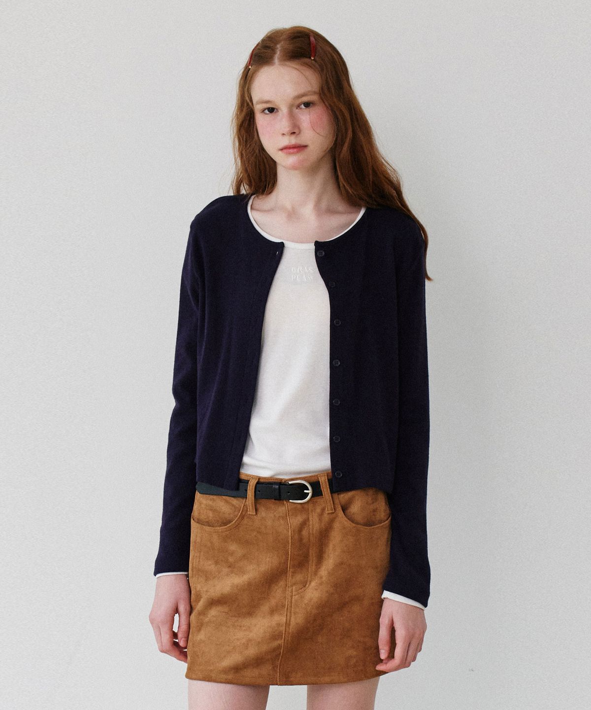 그라스플랜(GRASPLAN) Round Crop Cardigan_Purple