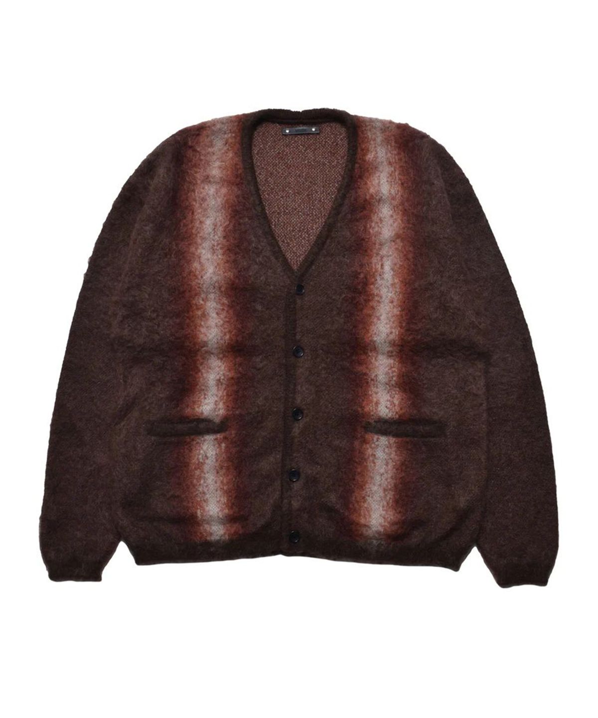 마인데님(MINEDENIM) Fuzzy Stripe Mohair Knit Cardigan - BRT