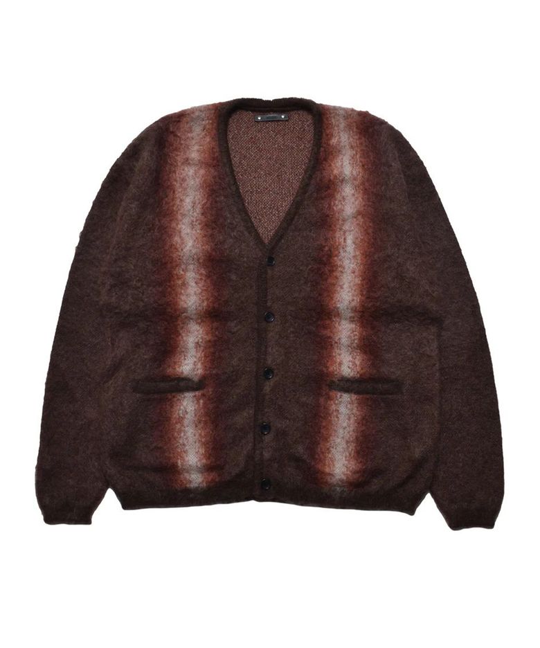 Fuzzy Stripe Mohair Knit Cardigan - BRT