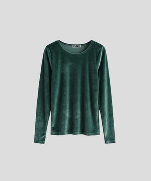 벨벳 긴팔 탑 [다크그린]