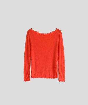 시스루 프릴 긴팔 탑 [오렌지]
