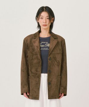 Suede Over-fit Jacket_Khaki Brown