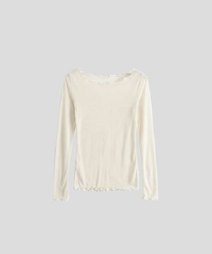 시스루 프릴 긴팔 탑 [아이보리]