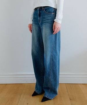 Blue Loose Fit Semi Wide Denim Pants