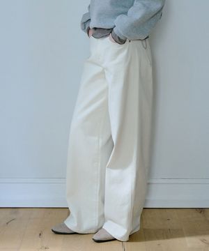 Cream Wide Denim Pants