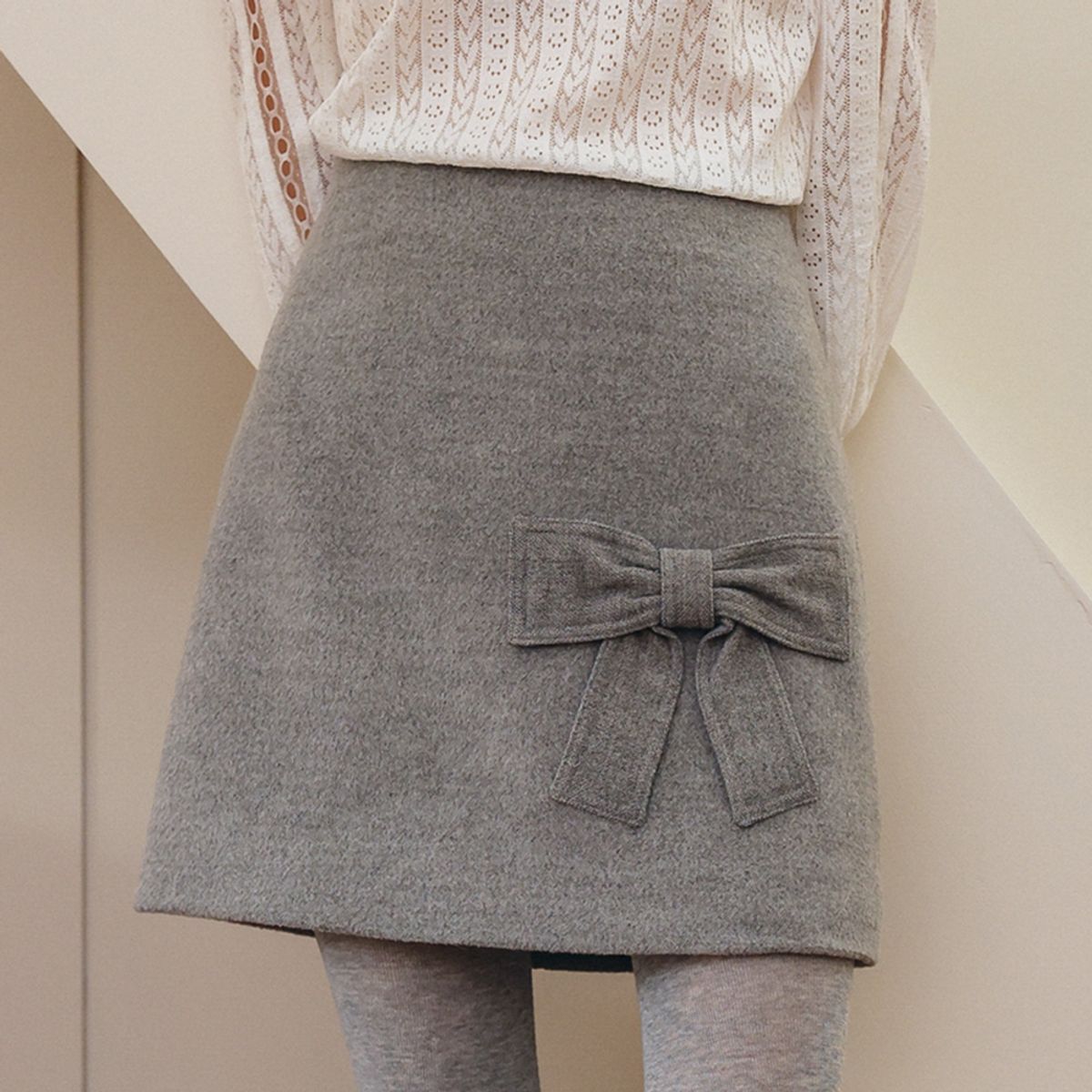 쎄무아듀(CEST MOIDEW) Cest_Bow woolen skirt