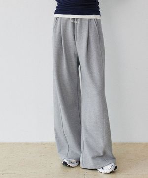 One-Tuck Wide banding Pants_Melange Gray (일반/기모ver.)