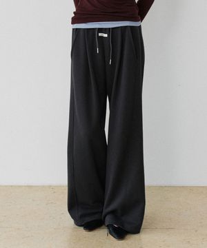One-Tuck Wide banding Pants_Dark Gray (일반/기모ver.)