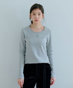 Peach Round T-shirt (기모)_Gray