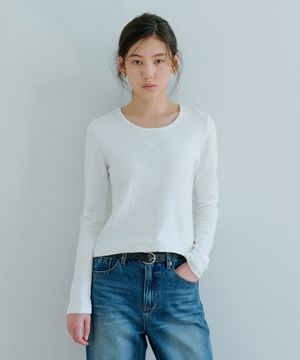 Peach Round T-shirt (기모)_Ivory
