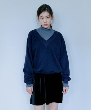 V-Neck Sweat Shirt (기모)_Navy