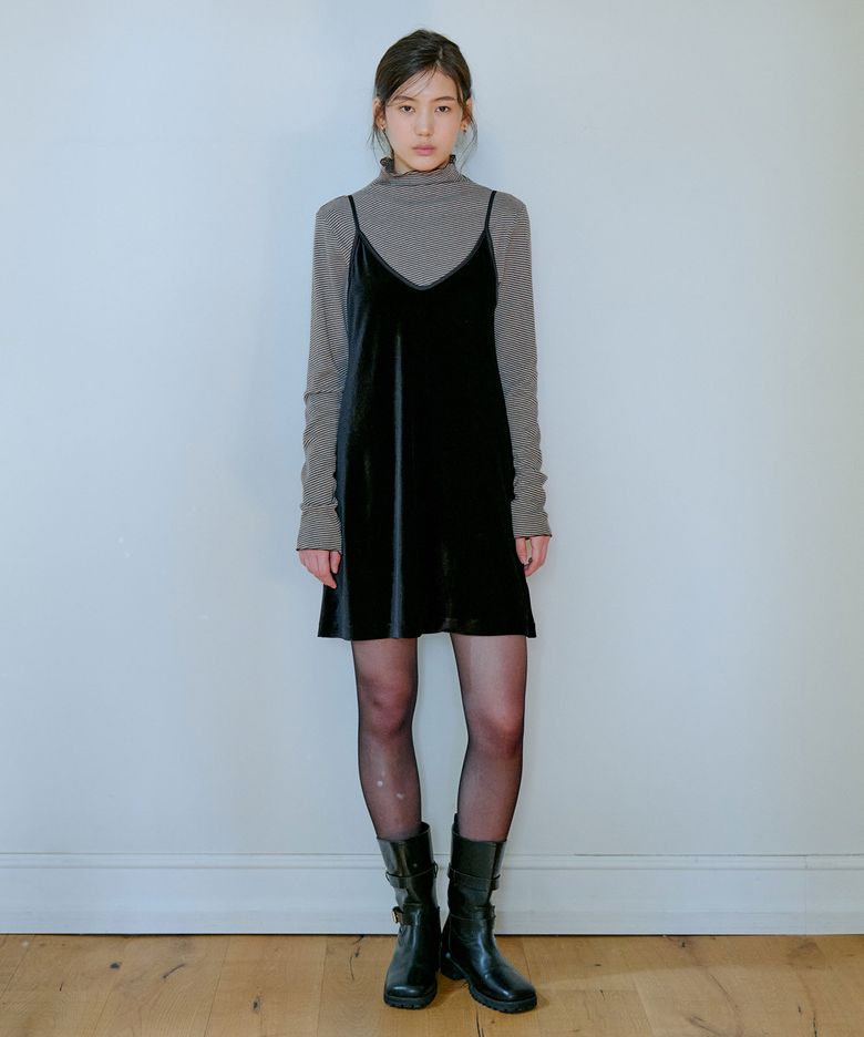 Velvet Mini Sleeveless Dress_Black