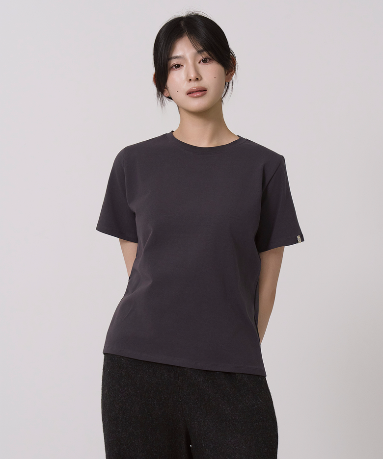 베이직 텐션 반팔 티셔츠 차콜
