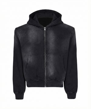 FORCE WASHED HOODIE ZIP-UP BK