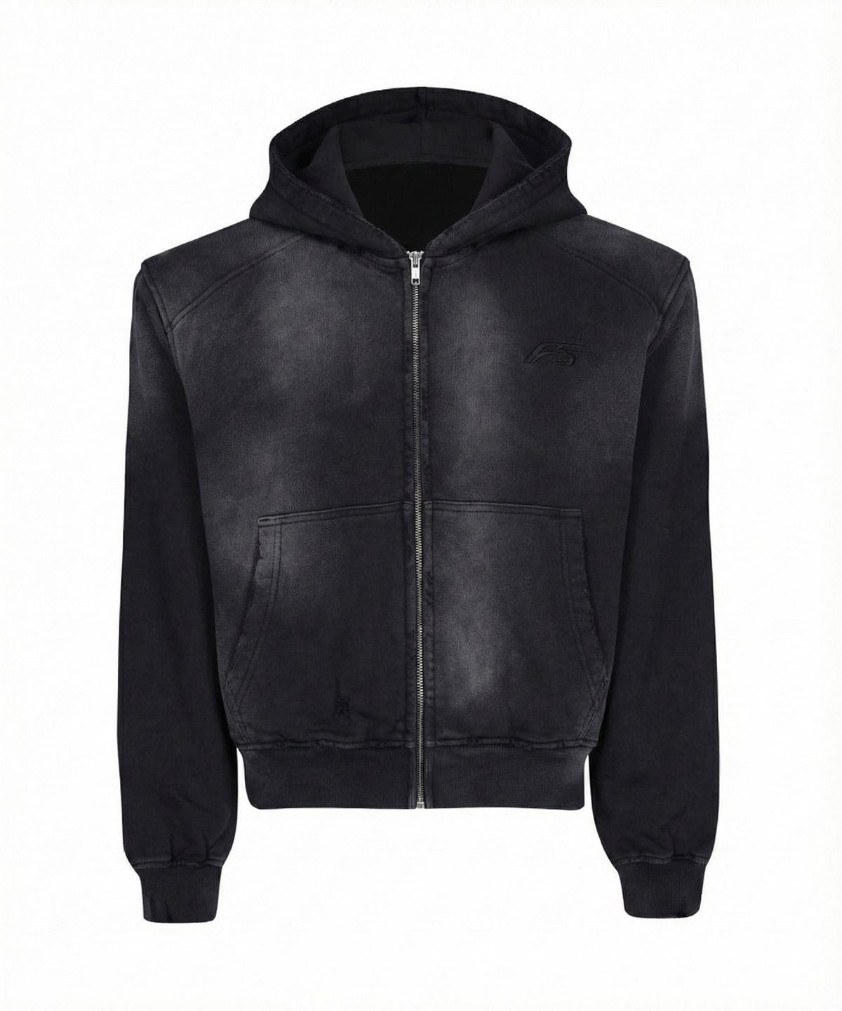 포스센스티브(FORCESENSITIVE) FORCE WASHED HOODIE ZIP-UP BK