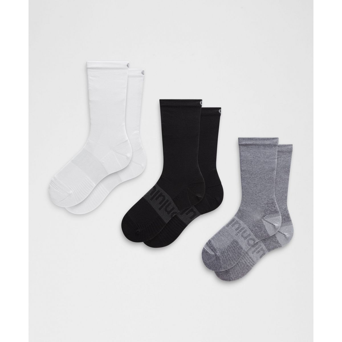 룰루레몬(LULULEMON) 유니섹스 파워 스트라이드 크루 삭스 *3팩  WHT HTRG BLK
