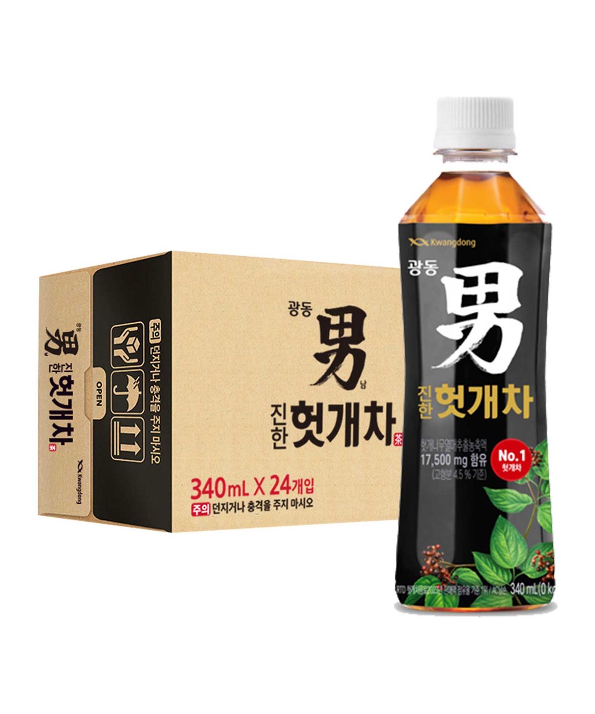 광동제약(KWANGDONG) 광동 진한 헛개차 340ml 24입 (유/무 라벨 랜덤 발송)