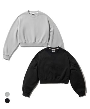 [SET]베이직 오버사이즈 볼륨 크롭 스웻셔츠 2팩