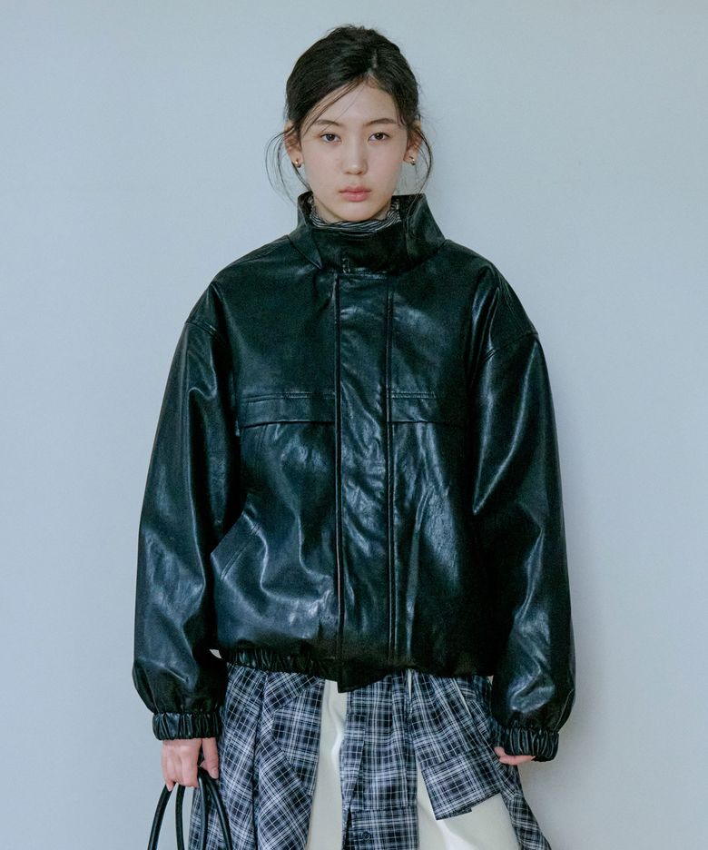 Leather Padded Jacket_Black