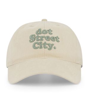DOT 워싱 자수 볼캡-연베이지