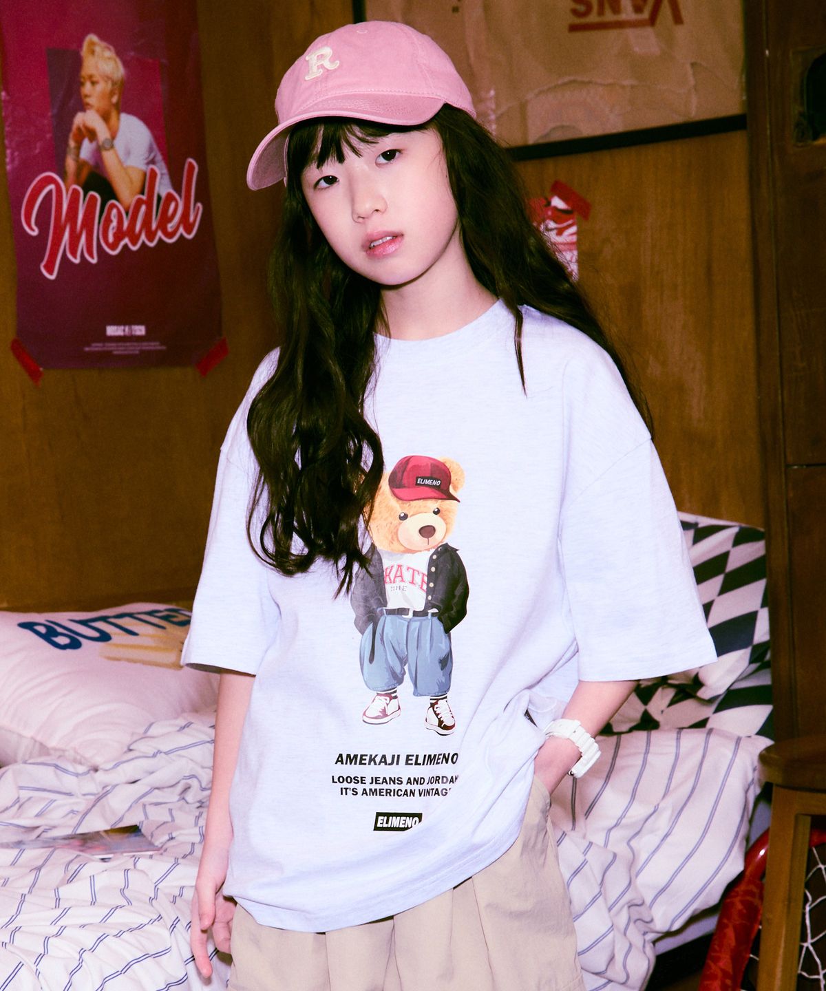 엘리메노영스터(ELIMENOYOUNGSTER) EY 아메카지 베어 키즈 반팔티 4Color