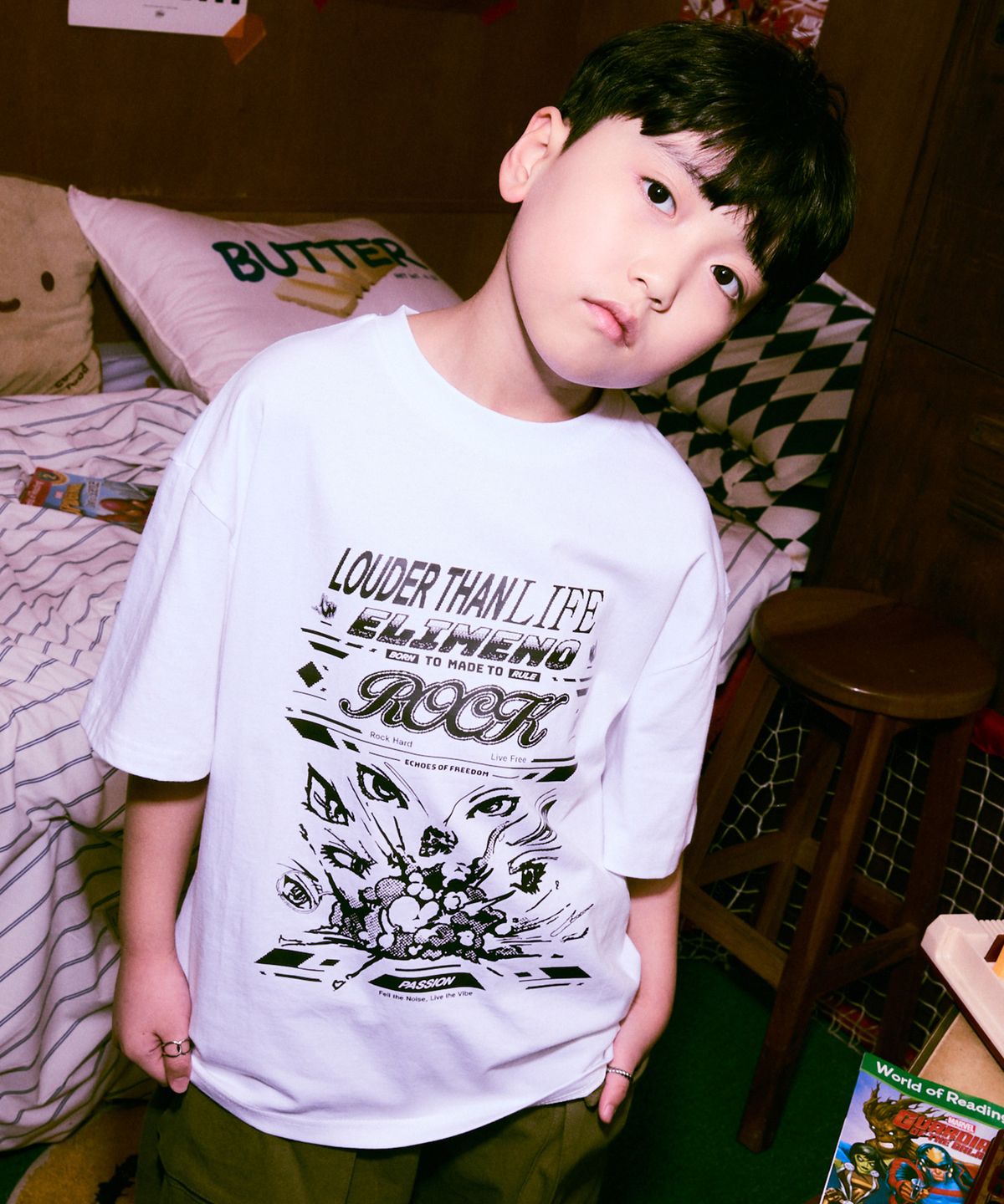 엘리메노영스터(ELIMENOYOUNGSTER) EY 라우더 키즈 반팔티 4Color