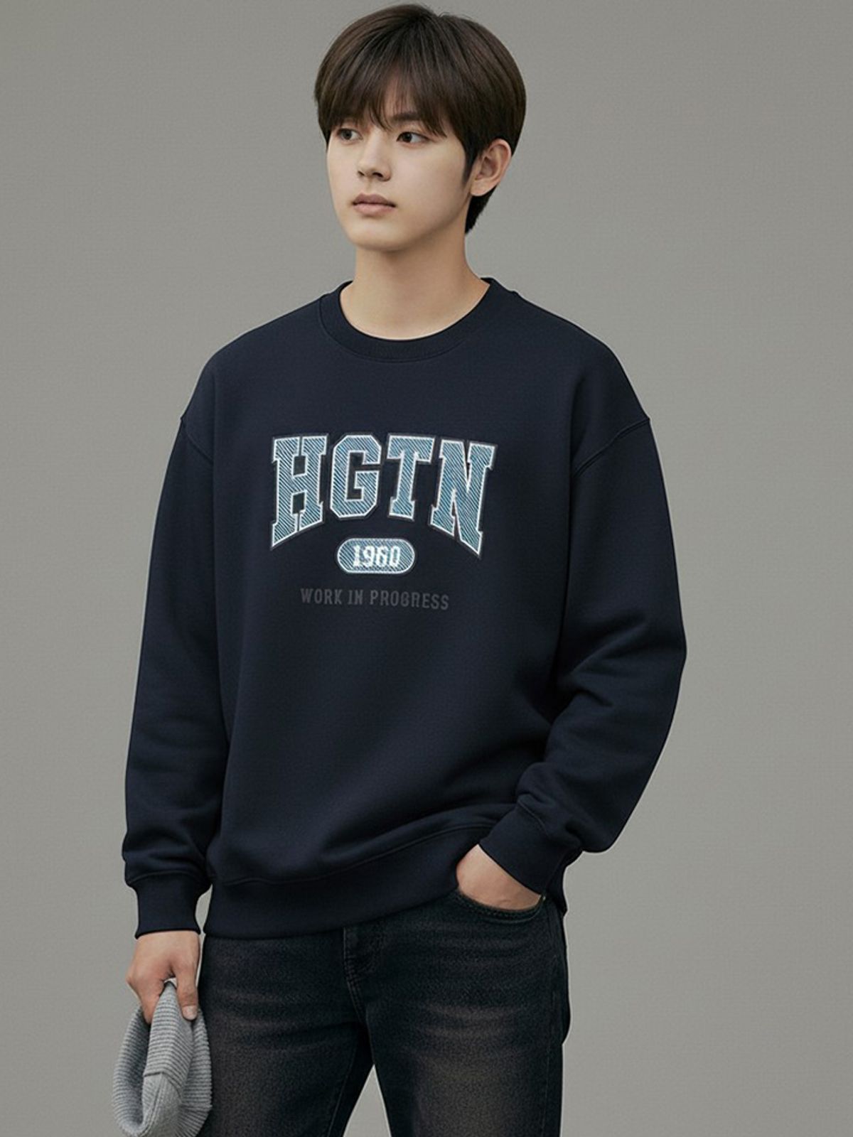 행텐 틴즈(HANGTEN TEENS) 틴즈 더블페이스 로고 레터 맨투맨_097(14560-031-207-07)