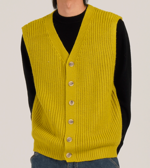 헤비 니트 베스트 가디건 (옐로우)