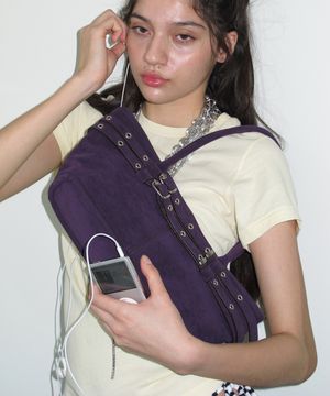 mini belted boat bag (suede grape)