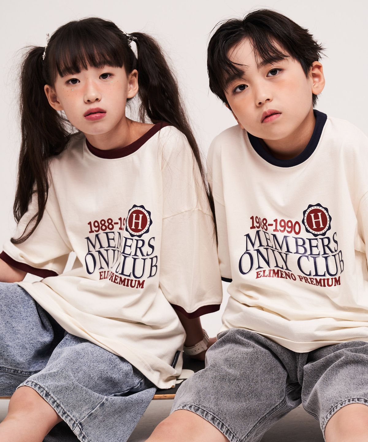 엘리메노영스터(ELIMENOYOUNGSTER) EY 멤버스 키즈 링거 반팔티 5Color