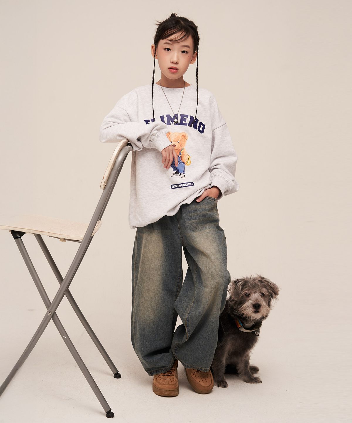엘리메노영스터(ELIMENOYOUNGSTER) EY 스터디베어 키즈 맨투맨 3Color