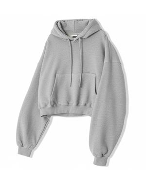 베이직 오버사이즈 볼륨 크롭 후디 그레이