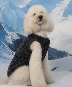 강아지 양털 꽈배기티 S-5XL 다크그레이