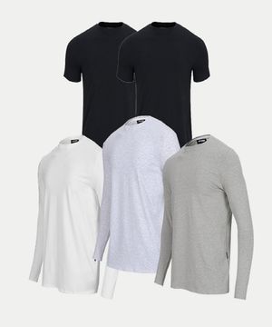 [5PACK]시그니처 머슬핏 긴팔 3장 + 시그니처 무지 머슬핏 반팔 티셔츠 2장+[선물]부직포백_소