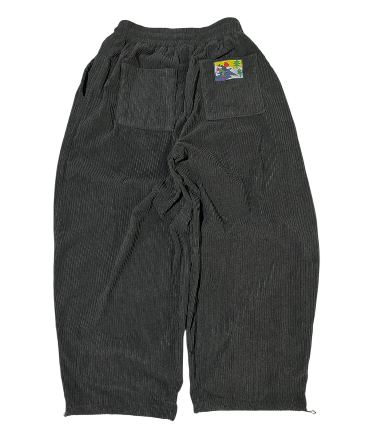 스케이터락(SK8ER ROCK) Vintage Label Corduroy Wide Pants ((black))