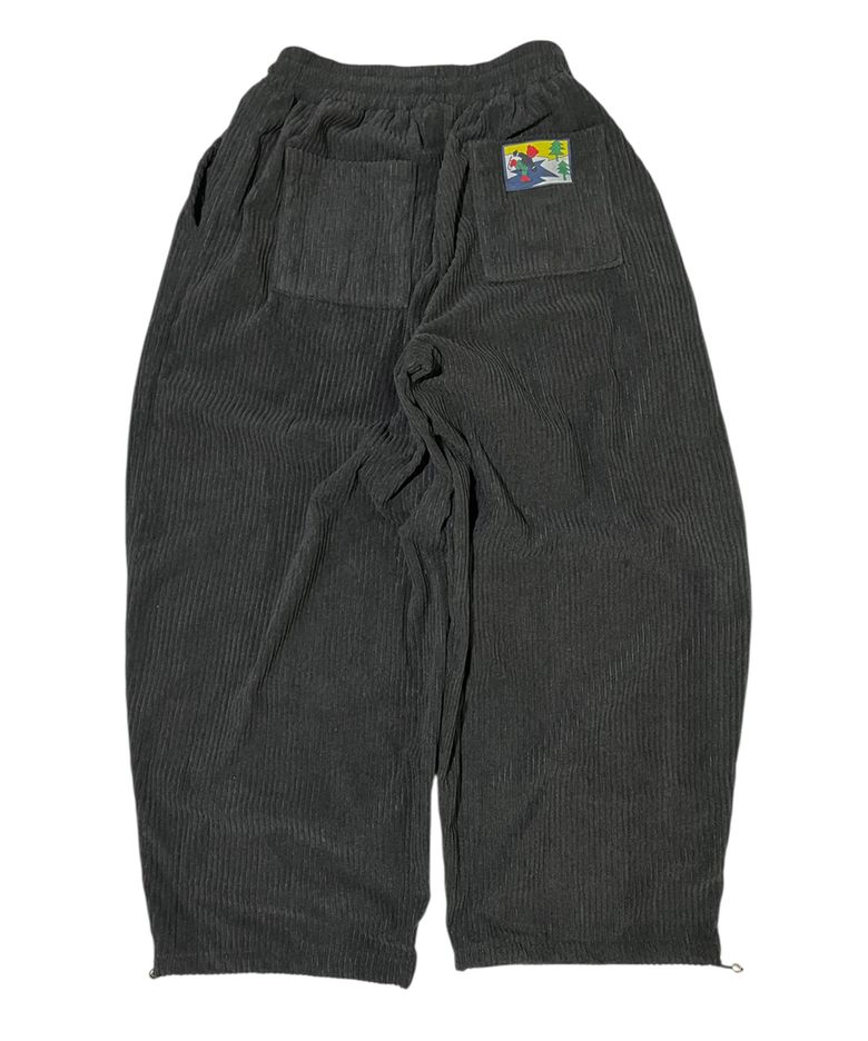 Vintage Label Corduroy Wide Pants ((black))