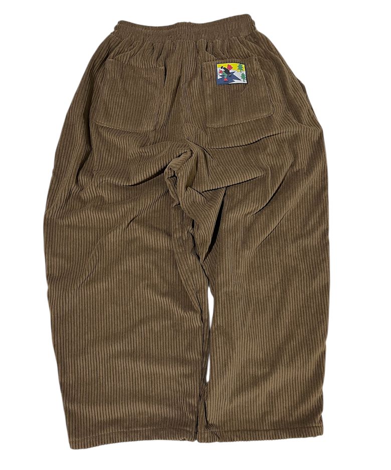 Vintage Label Corduroy Wide Pants ((brown))
