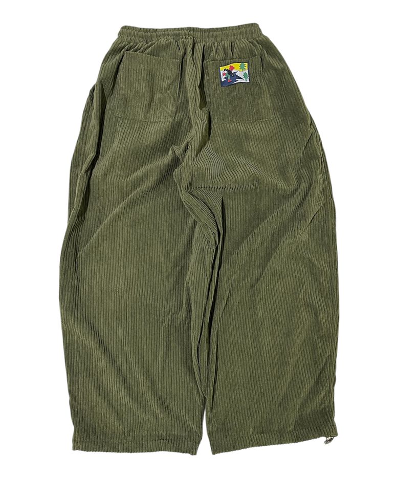 Vintage Label Corduroy Wide Pants ((khaki))