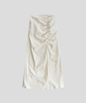 코듀로이 셔링 롱 스커트 [아이보리]