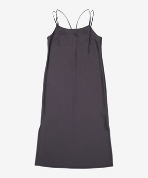 블랙 새틴 슬릿 슬립 원피스 (121371DY45) S