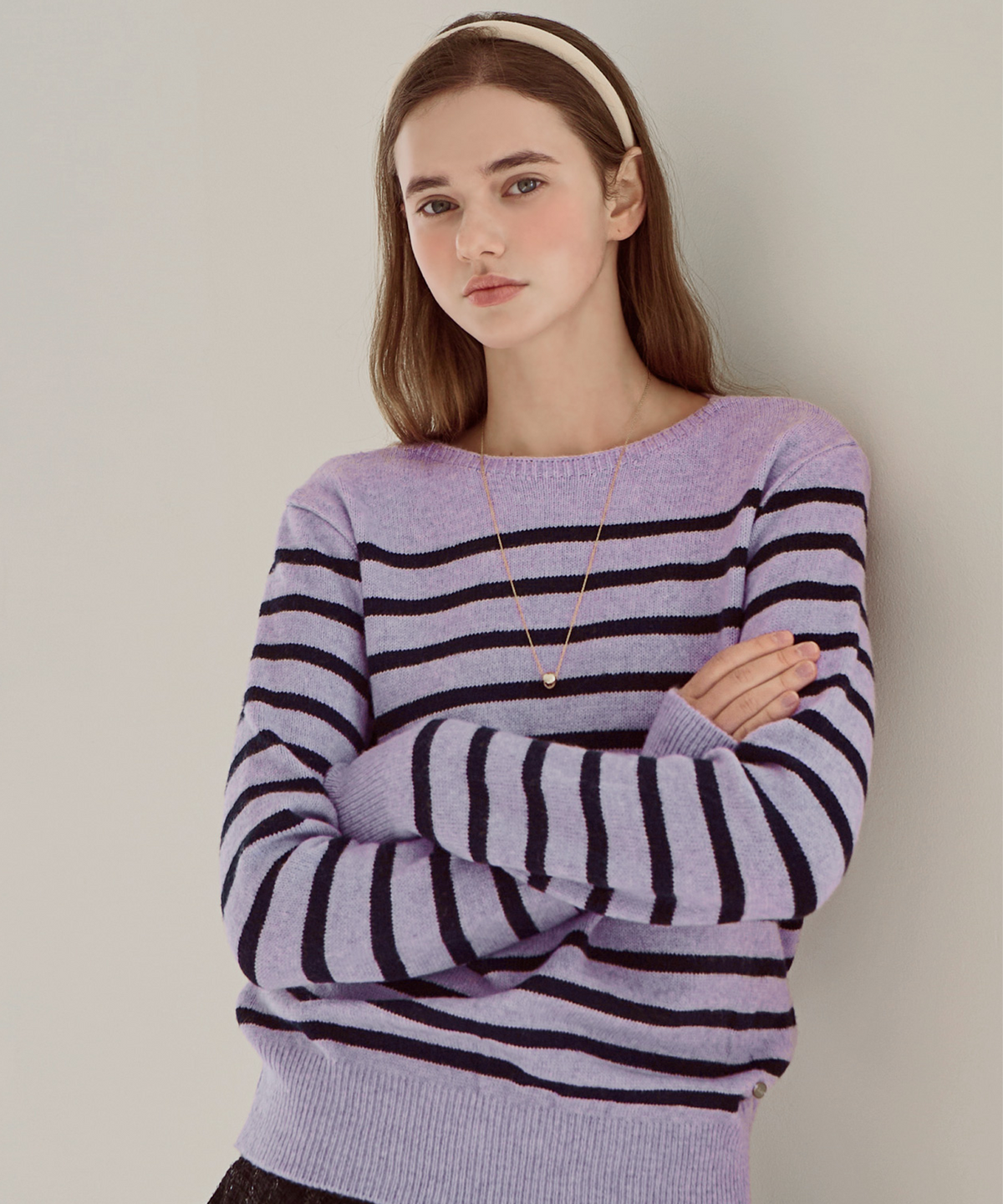 슬로우롤리(SLOWLOLLI) Roi boat neck knit_3 Colors