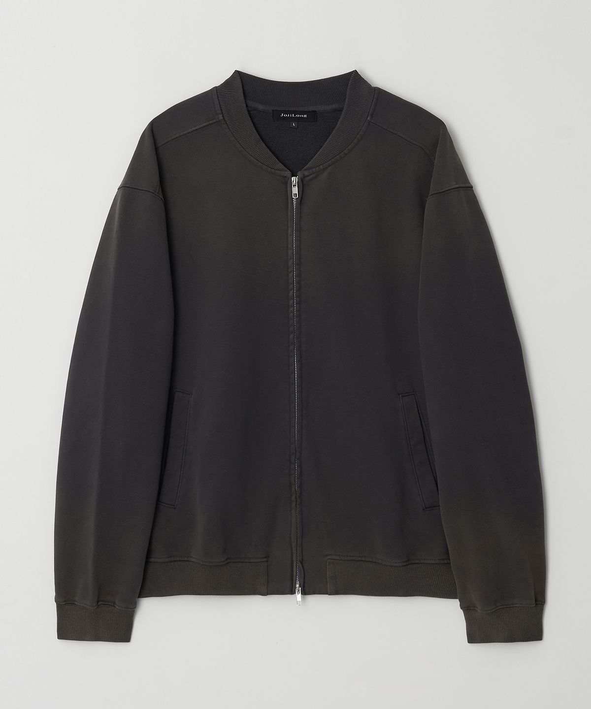 조질롱(JOJILONG) JN341 Washed Zip-Up Sweat Cardigan - CHARCOAL