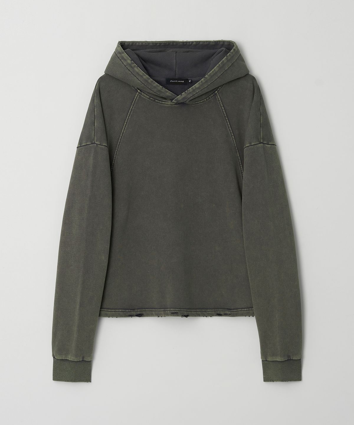 조질롱(JOJILONG) JN342 Vintage Washed Crop Hoodie - GREY
