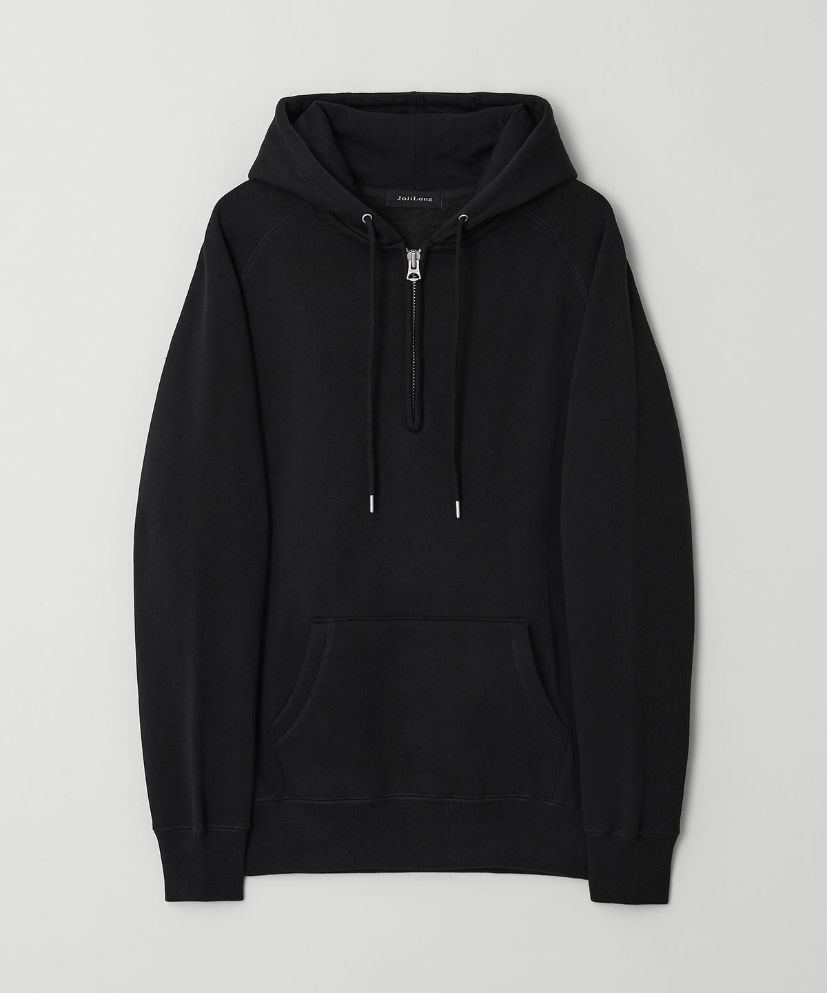 조질롱(JOJILONG) JN344 USA Cotton Half Zip Fleece Hoodie - BLACK