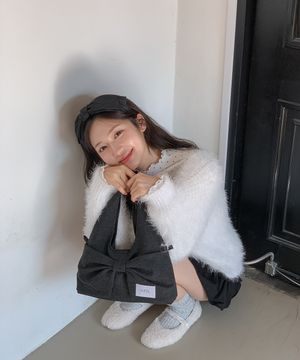 울 듀이 미니 리본 도트 숄더 & 크로스백 _ [차콜]