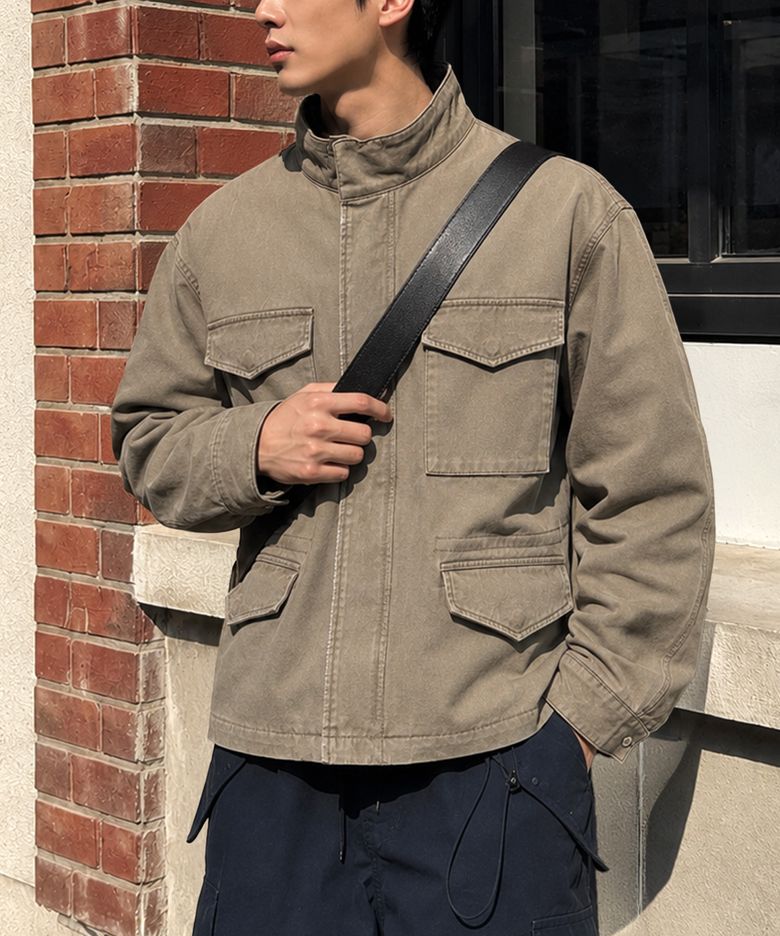 빈티지 워싱 패디드 M65 필드 자켓 라이트카키